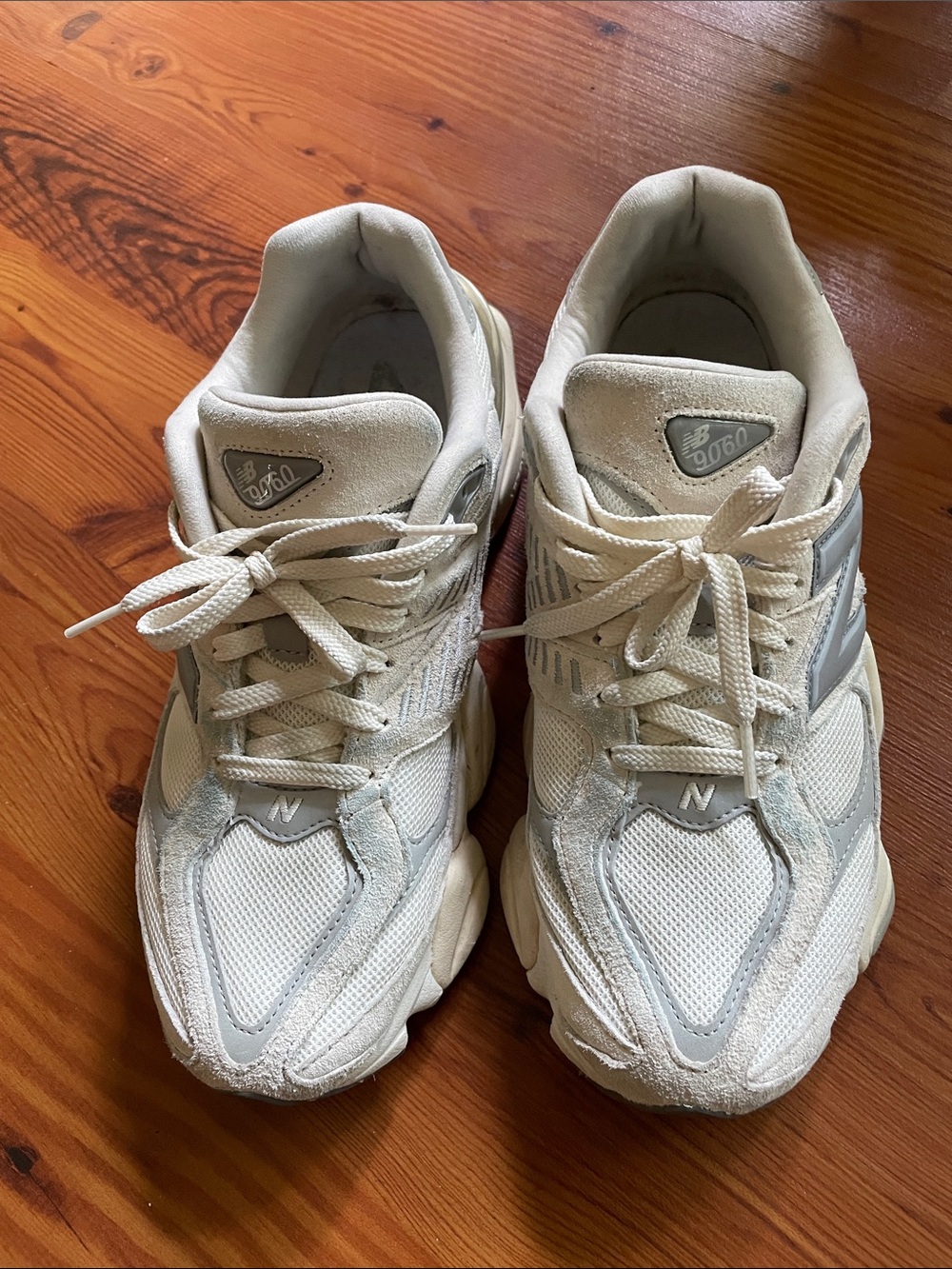New Balance 9060 Off-White and Light Gray Sneakers